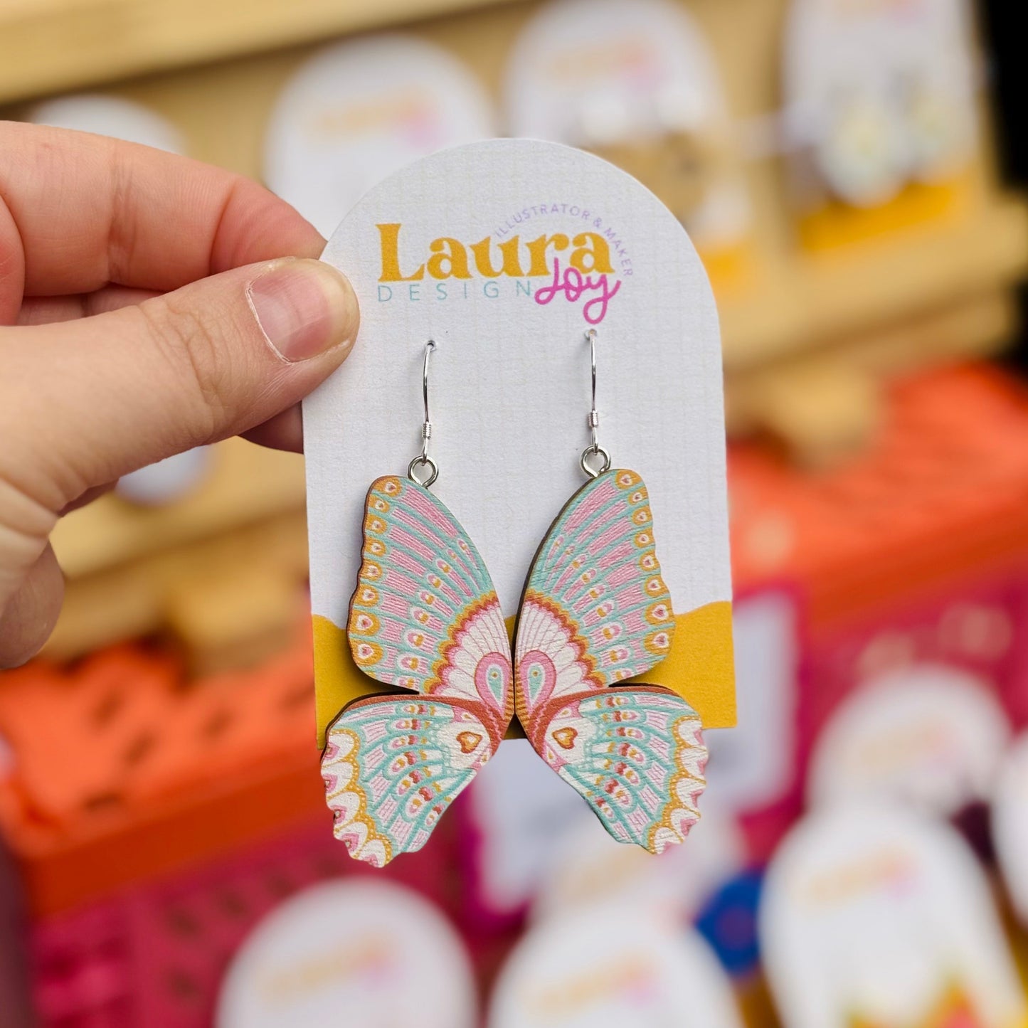 Butterfly Wooden Drop Earrings | Sterling Silver Statement Earrings