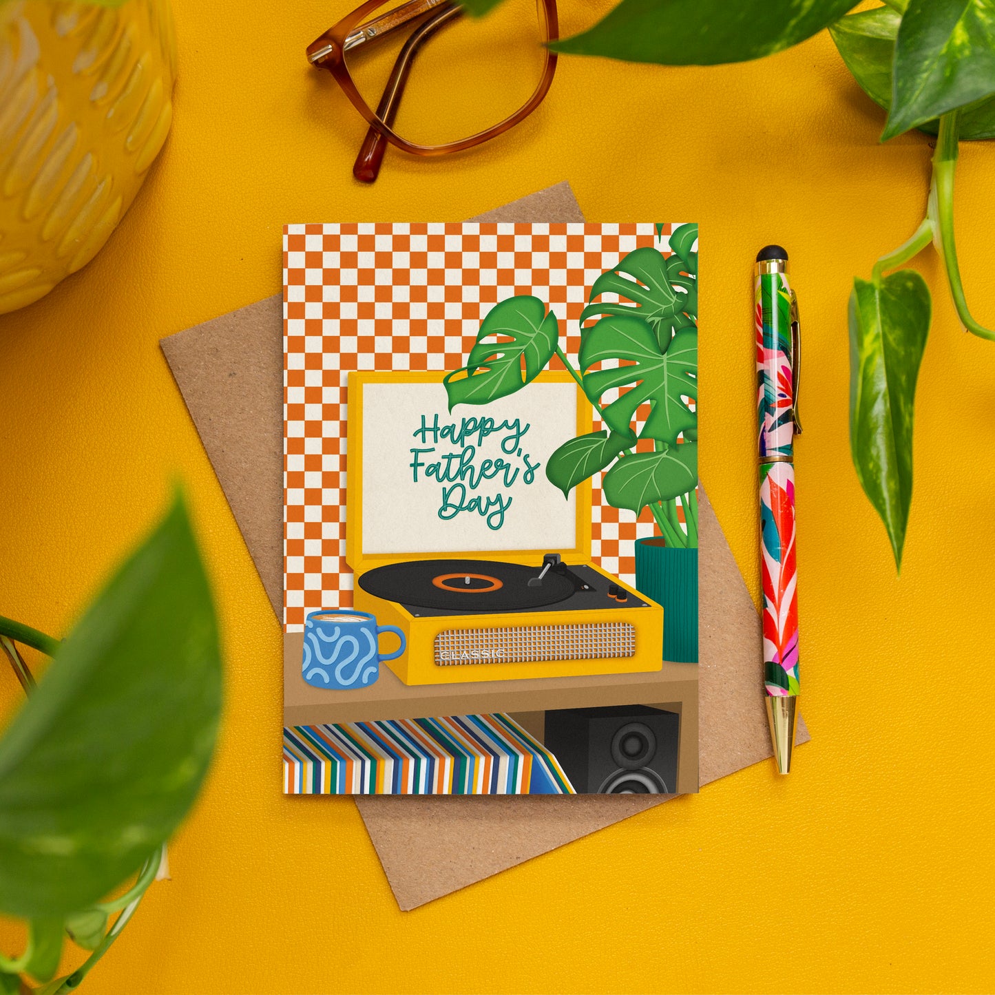 Father's Day Record Player Card