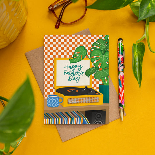 Father's Day Record Player Card