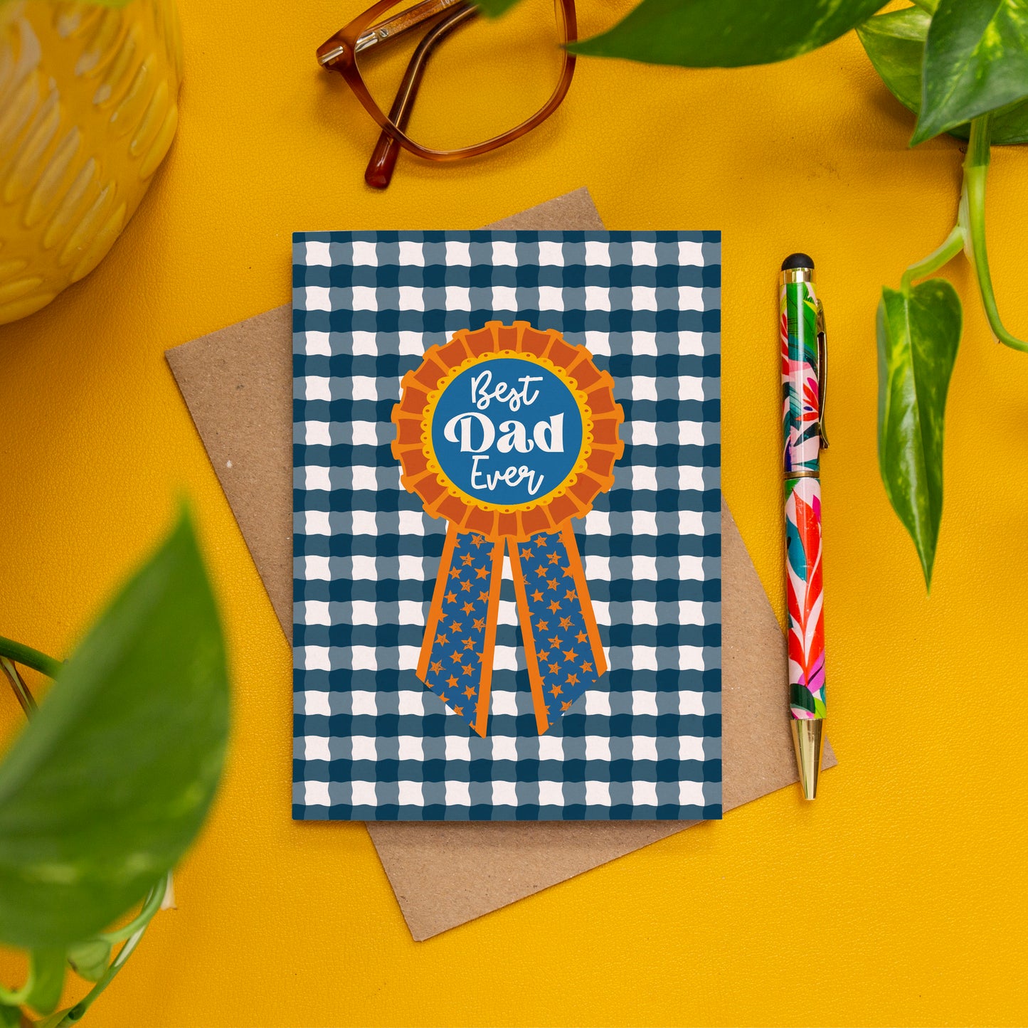 Best Dad Ever Rosette Card