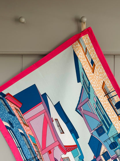 York Shambles Tea Towel (Pink)