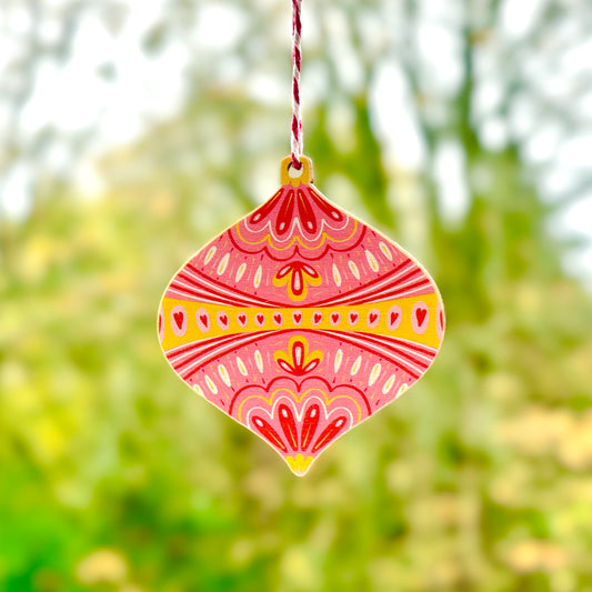 🎀 Pink Illustrated Bauble Decoration