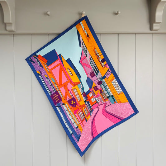 York Shambles Tea Towel (Blue)