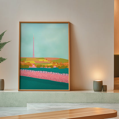 Emley Moor Mast Illustrated Print