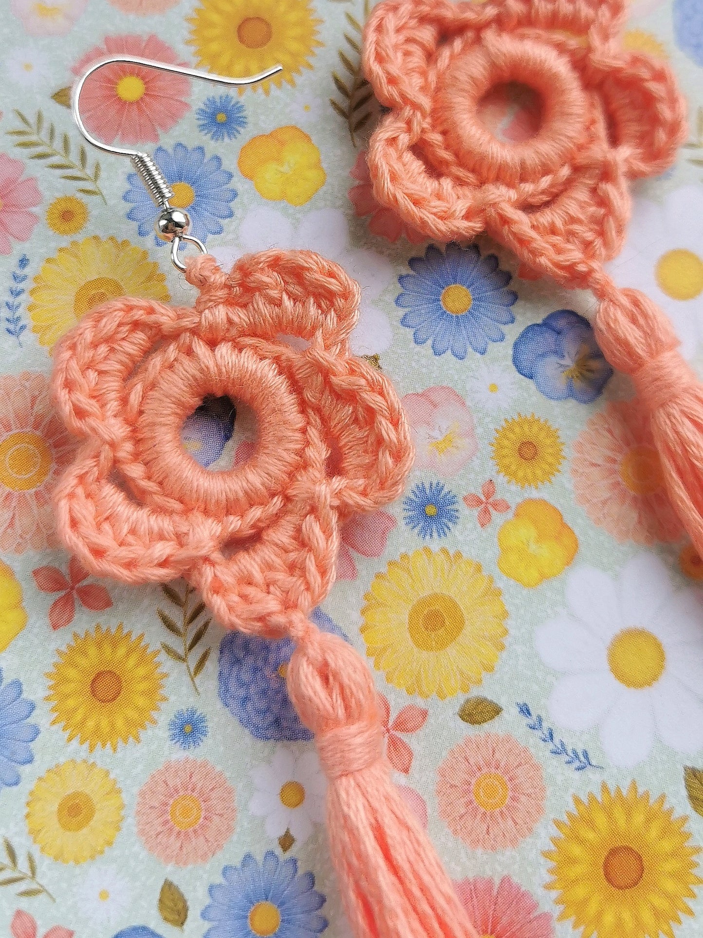 Spring Flower Crochet Earrings