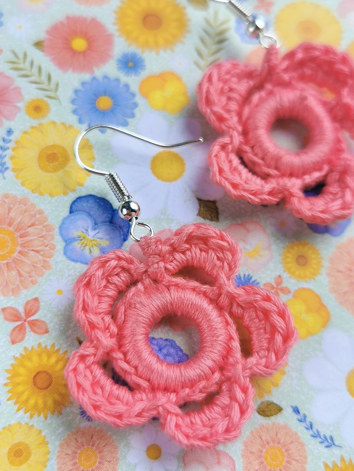 Spring Flower Crochet Earrings