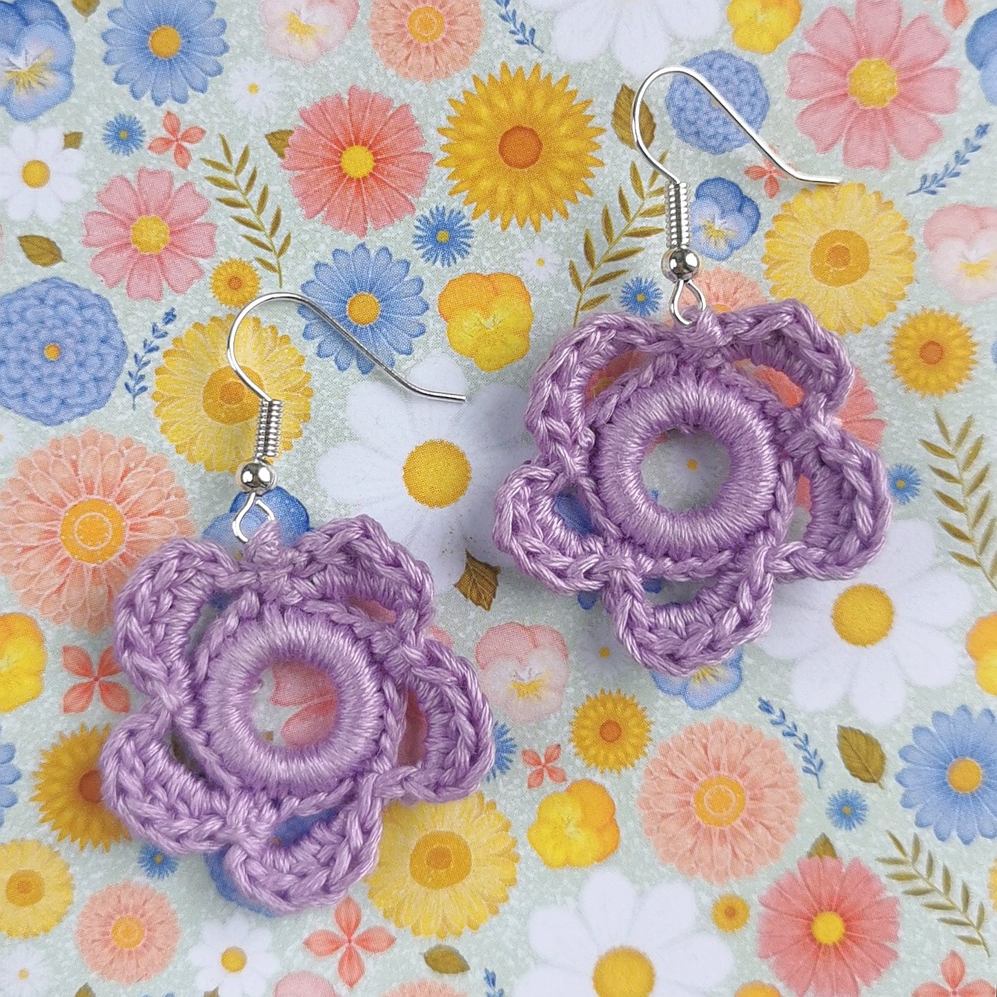 Spring Flower Crochet Earrings