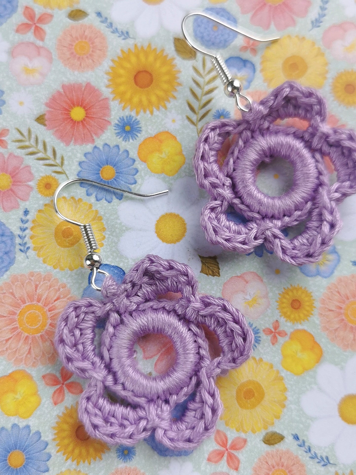 Spring Flower Crochet Earrings