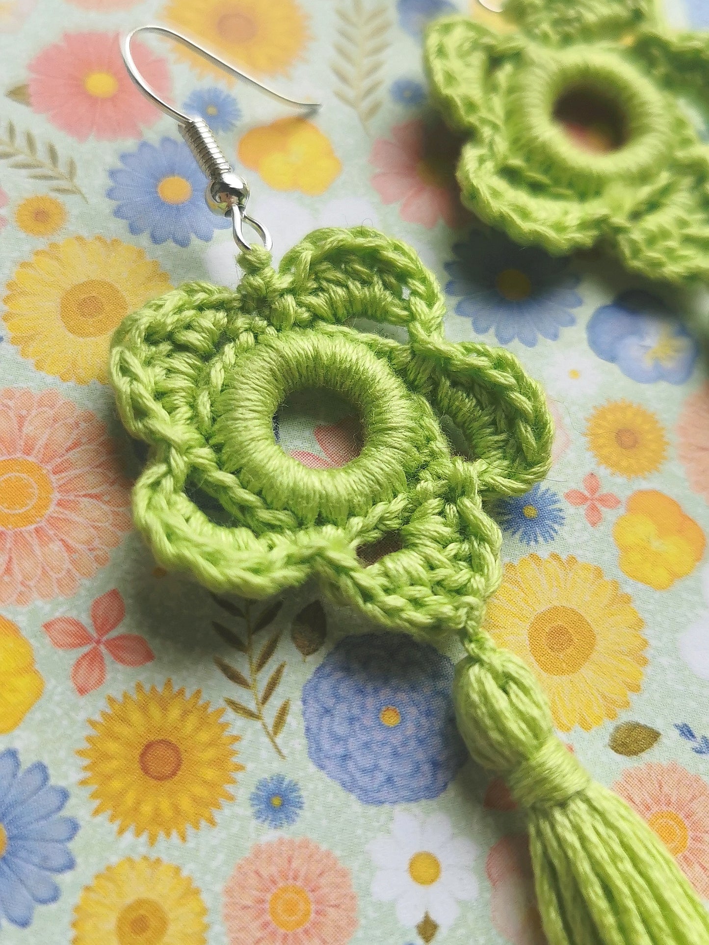 Spring Flower Crochet Earrings